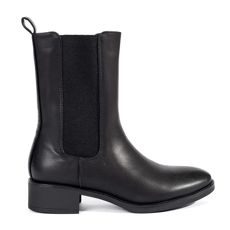 Botas Chelsea de mujer negras con tacón bajo negro