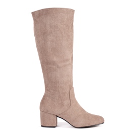 Botas tacón mujer ante beige