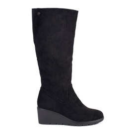 Botas cuña mujer ante negro