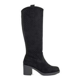 Botas de ante negro calado