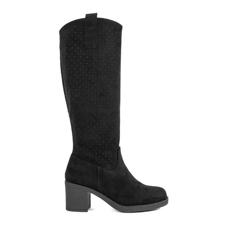 Botas de ante negro calado