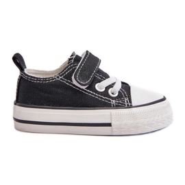 Zapatillas deportivas infantiles de tela con velcro, Negro Daloma