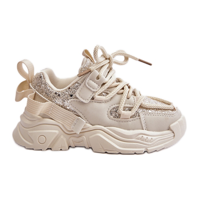 Zapatillas Infantiles Beige Decoradas con Lentejuelas Liatoma