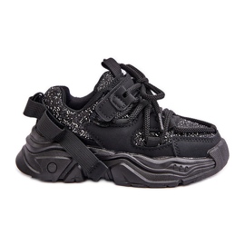 Zapatillas deportivas para niños decoradas con lentejuelas, Black Liatoma negro