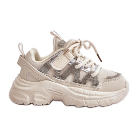 Zapatillas deportivas para niños con pedrería, Beige Rianalla