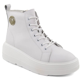 Botines de mujer blancos de piel con plataforma de Filippo DBT6374