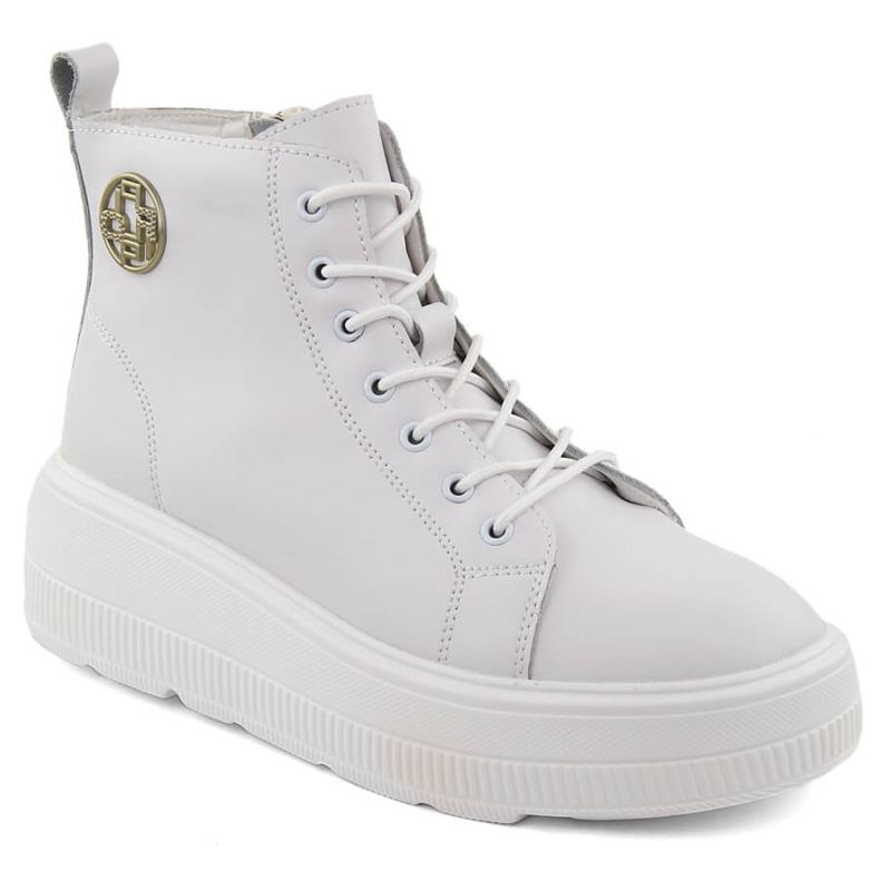 Botines de mujer blancos de piel con plataforma de Filippo DBT6374