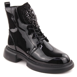 Botines de mujer charol negro con piedras Filippo DBT6568