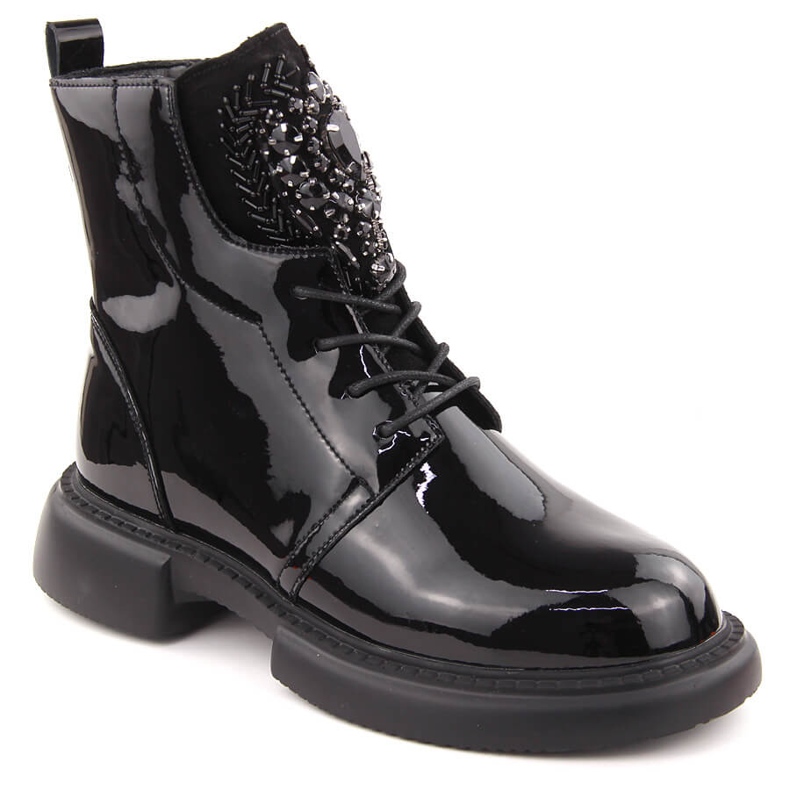Botines de mujer charol negro con piedras Filippo DBT6568