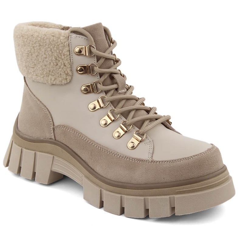 Botines de mujer de piel beige Filippo DBT6471 Botines de mujer de piel beige Filippo DBT6471