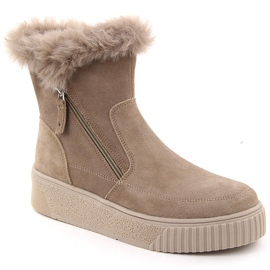 Botas de mujer de piel ante beige con pelo Filippo DBT6484