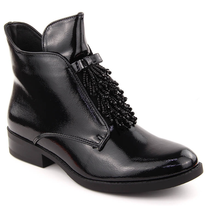 Botines de mujer de charol con abalorios, negro S.Barski