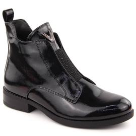 Botines de mujer de charol con circonitas negras de S.Barski negro