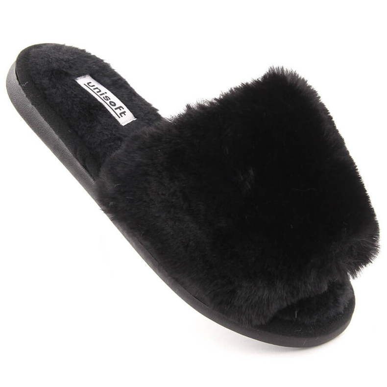 Zapatillas de estar por casa mujer con pelo, negro Unisoft 6644