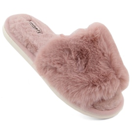 Zapatillas de estar por casa para mujer con pelo, rosa empolvado, Unisoft 6644 rosado