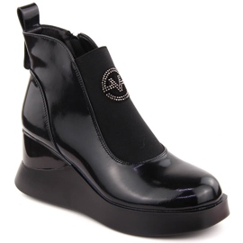 Botas cuña mujer piel, negro, Vinceza 66703