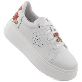 Deportivas de piel con plataforma, blanco Vinceza 89101
