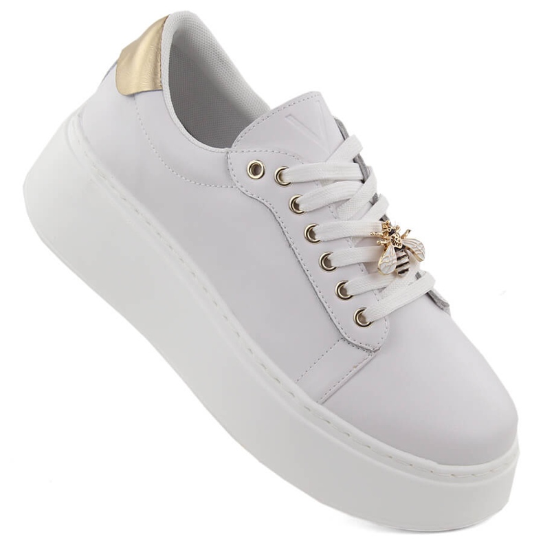 Deportivas de piel con plataforma, blanco Vinceza 89101