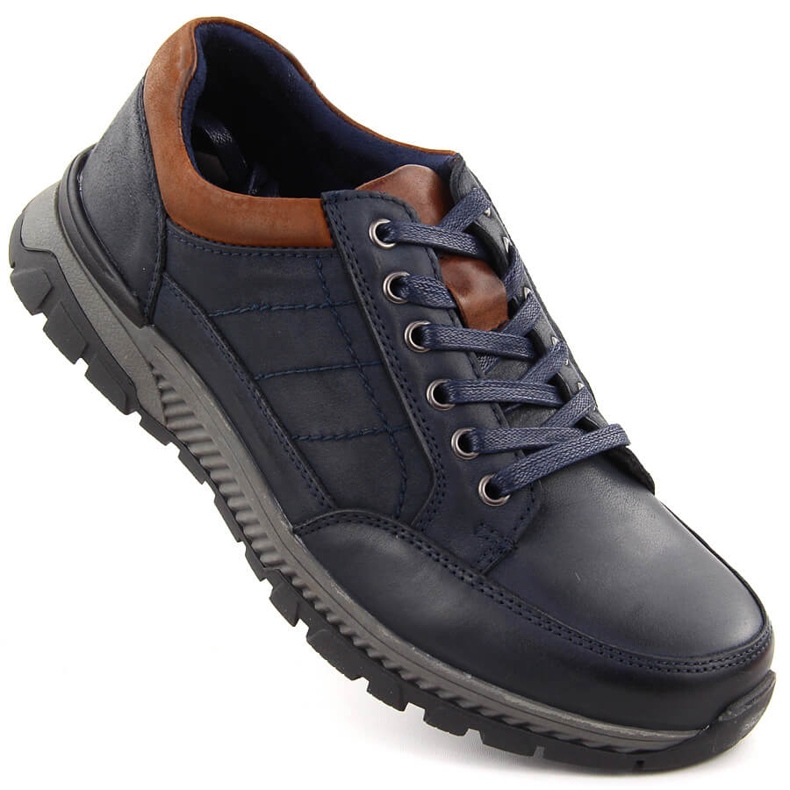 Zapatos casual de piel para hombre, azul marino, T.Sokolski J24-75