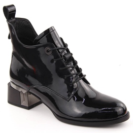 Botines de mujer charol negro tacón D&amp;A S.Barski Colección Premium CR42-025