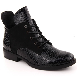 Botines de mujer en charol, negro, Vinceza 16477