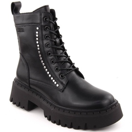 Botines aislantes para marroquinería con remaches para mujer, negro Big Star OO274A255