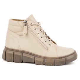 Olivier Botas de invierno mujer de piel con aislamiento 1180, floter beige