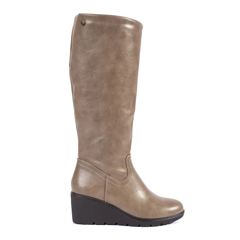 Botas cuña mujer beige