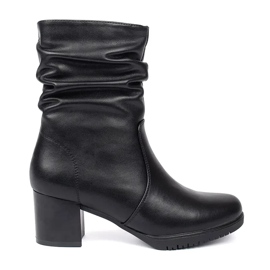 Botines arrugados de mujer de piel negra Sergio Leone negro