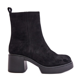 Botas de mujer de ante ecológico con tacón alto Meriluna negro cálido