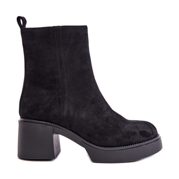 Botas de mujer de ante ecológico con tacón alto Meriluna negro cálido