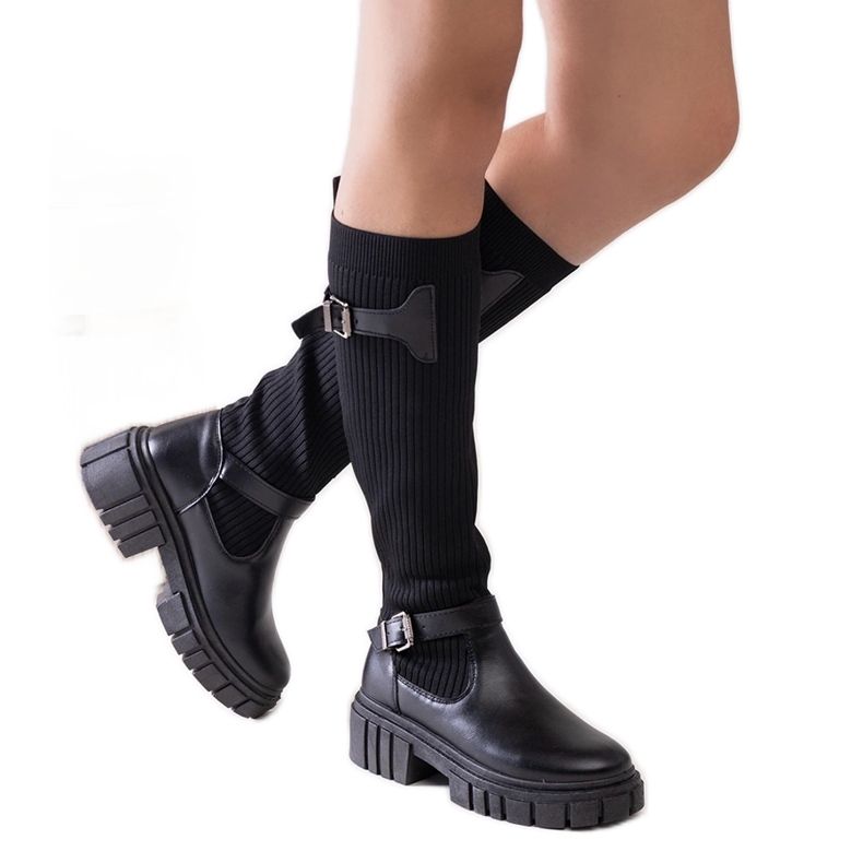 Botas sin cordones Miste negras con parte superior elástica negro