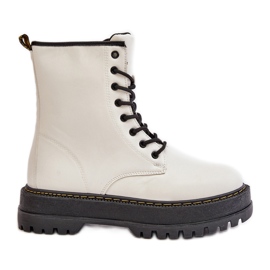 Botas de trabajo aisladas de cuero ecológico con cremallera, blanco Naleli