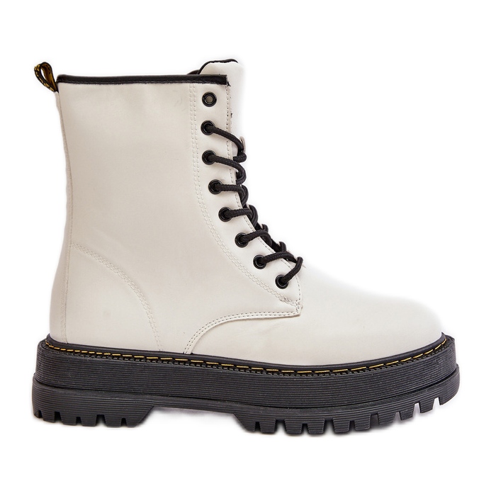 Botas de trabajo aisladas de cuero ecológico con cremallera, blanco Naleli