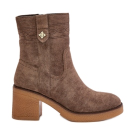 Botines aislantes de mujer con tacón alto, marrón Vailia