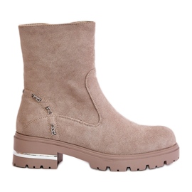 Botines de mujer aislantes confeccionados en ante ecológico con cremallera, Beige Narilie Botines de mujer aislantes confeccionados en ante ecológico con cremallera, Beige Narilie