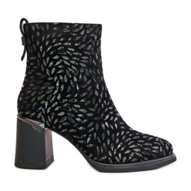 S.Barski Botines De Ante Con Grabado Decorativo D&amp;A CR42-192 Negro
