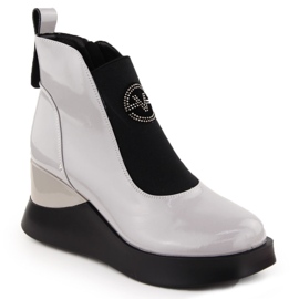 Botas cuña mujer piel gris Vinceza 66703