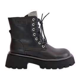 Botas Worker De Mujer De Piel Con Aislamiento Y Circonitas Cúbicas GOE OO2N4125 Negro