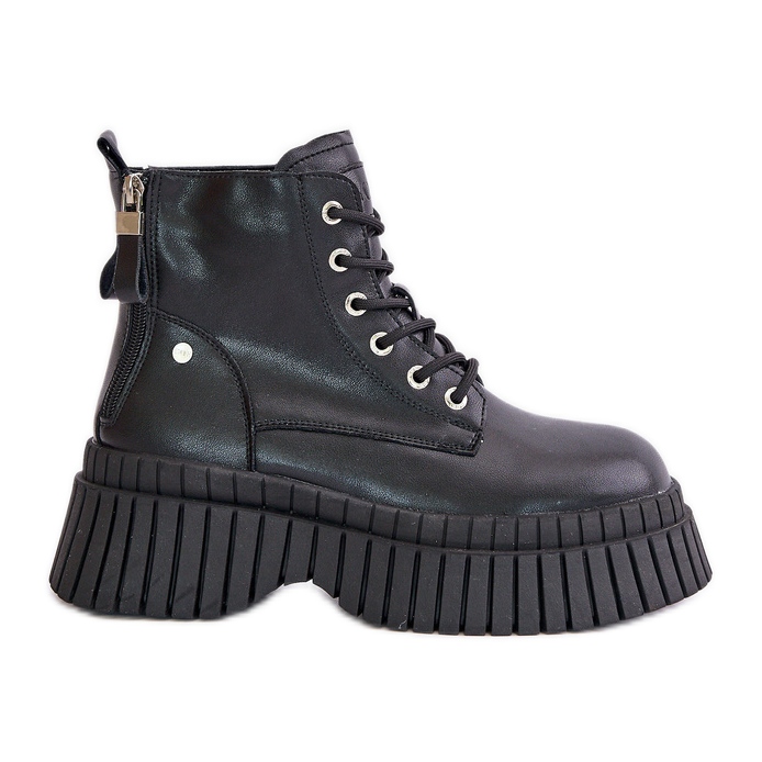 Botines Trapper de cuero con aislamiento y suela maciza GOE OO2N4126 Negro
