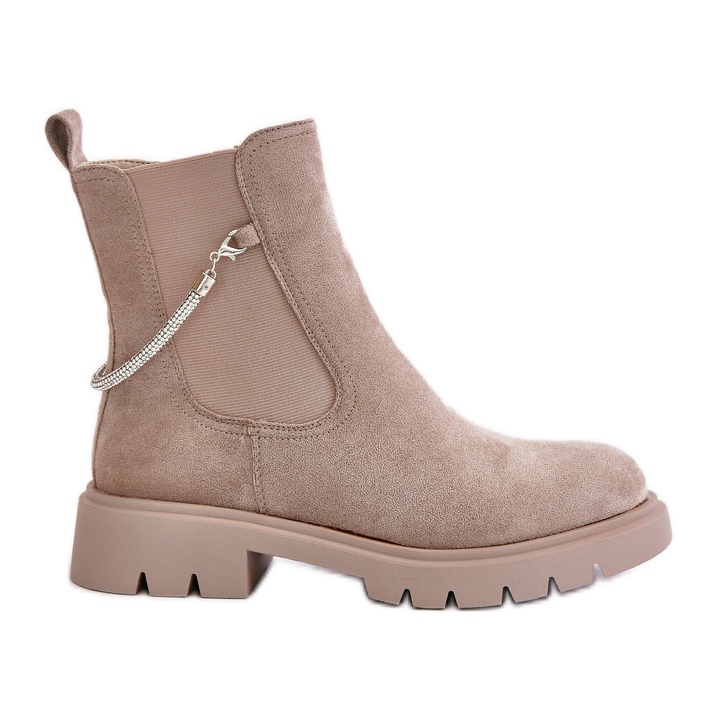Botas Chelsea aislantes con cremallera y correa decorativa, beige Labenne