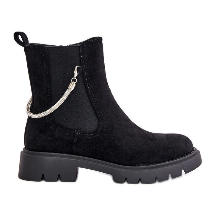 Botas Chelsea aislantes con cremallera y correa decorativa, Black Labenne negro