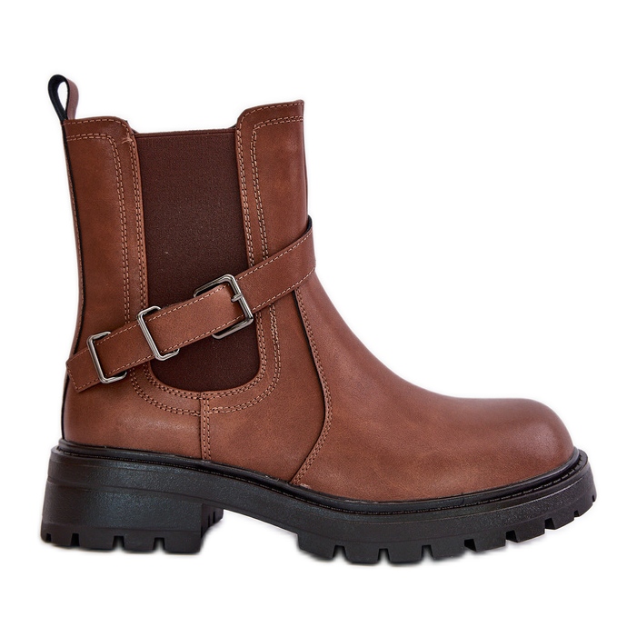 Botas Chelsea De Piel Con Aislamiento Y Cinturón Sergio Leone TR719-S Marrón