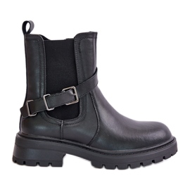 Botas Chelsea De Piel Con Aislamiento Y Cinturón Sergio Leone TR719-S Negro