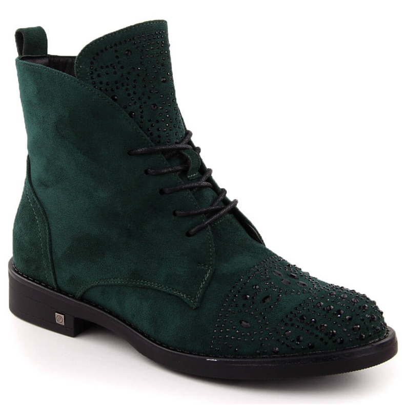 Botines de mujer con circonitas, verde Potocki SZ12178
