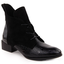 Botines de mujer en charol, negro, Potocki 12498
