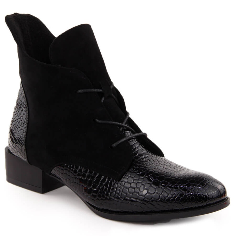 Botines de mujer en charol, negro, Potocki 12498