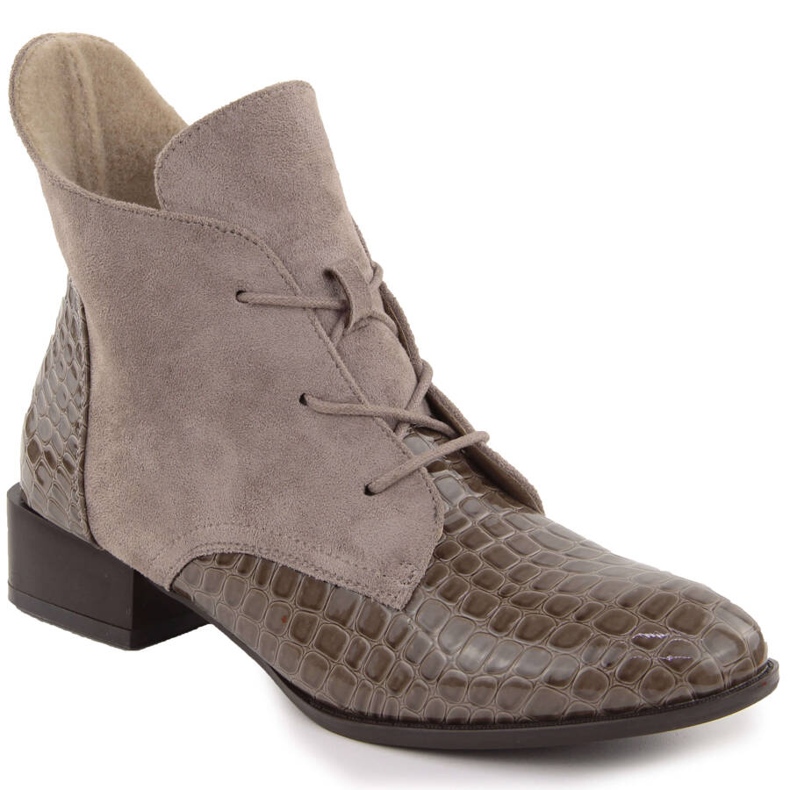 Botines de mujer en charol, beige, Potocki 12498