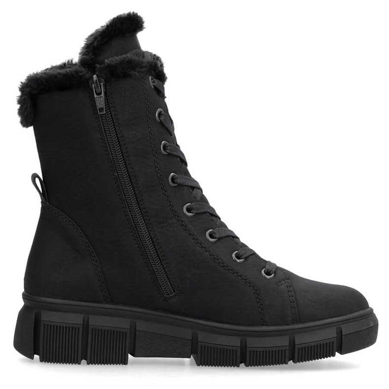 Botas de invierno de mujer con pelo, negras Rieker X3402-00 negro