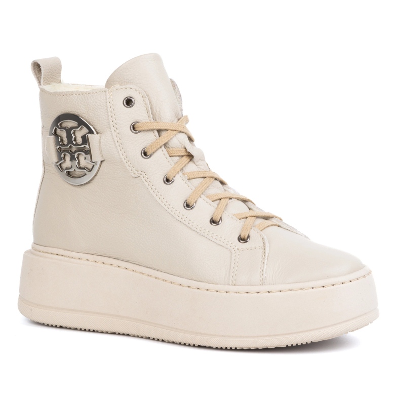 Olivier Botas de invierno de piel con aislamiento para mujer 1174, beige